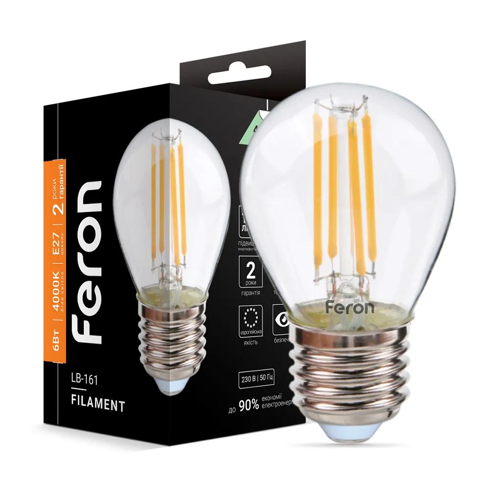 Светодиодная лампа Feron Filament LB-161 6Вт E27 4000K - 342222