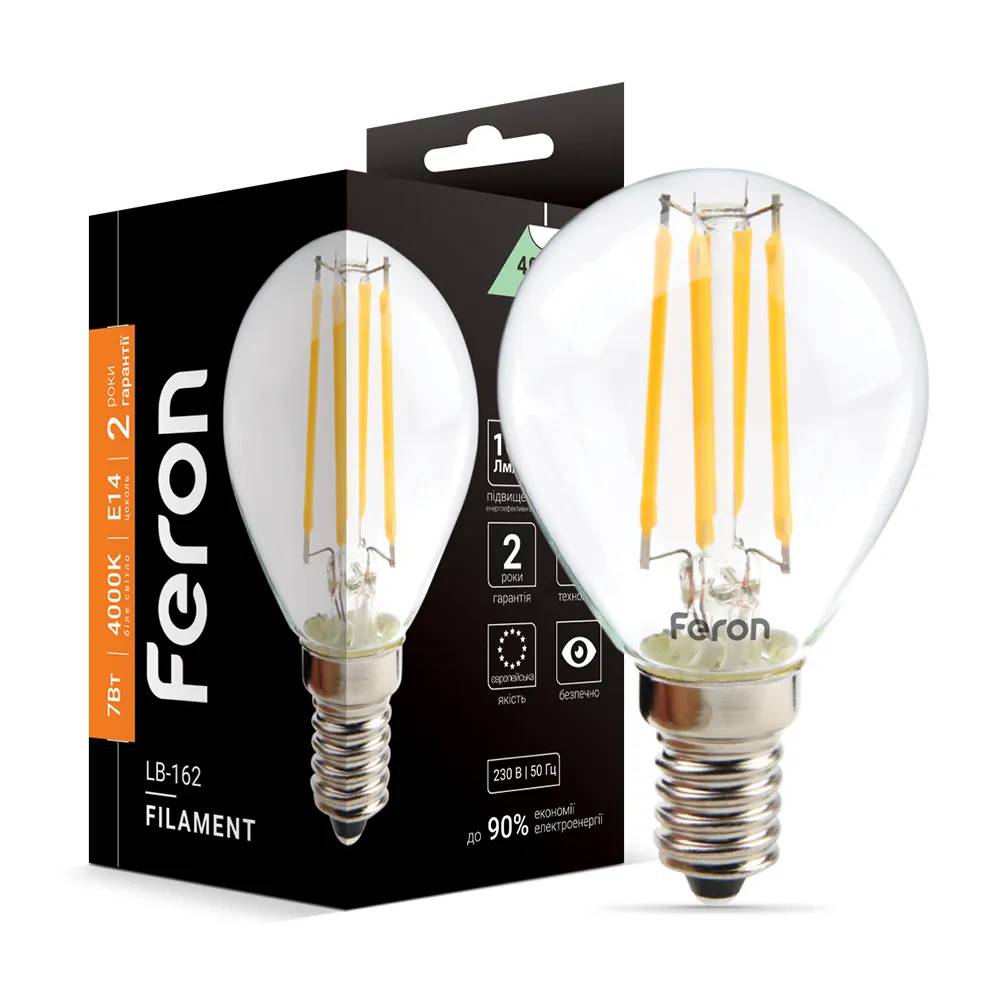 Світлодіодна лампа Feron Filament LB-162 7Вт E14 4000K - 342223