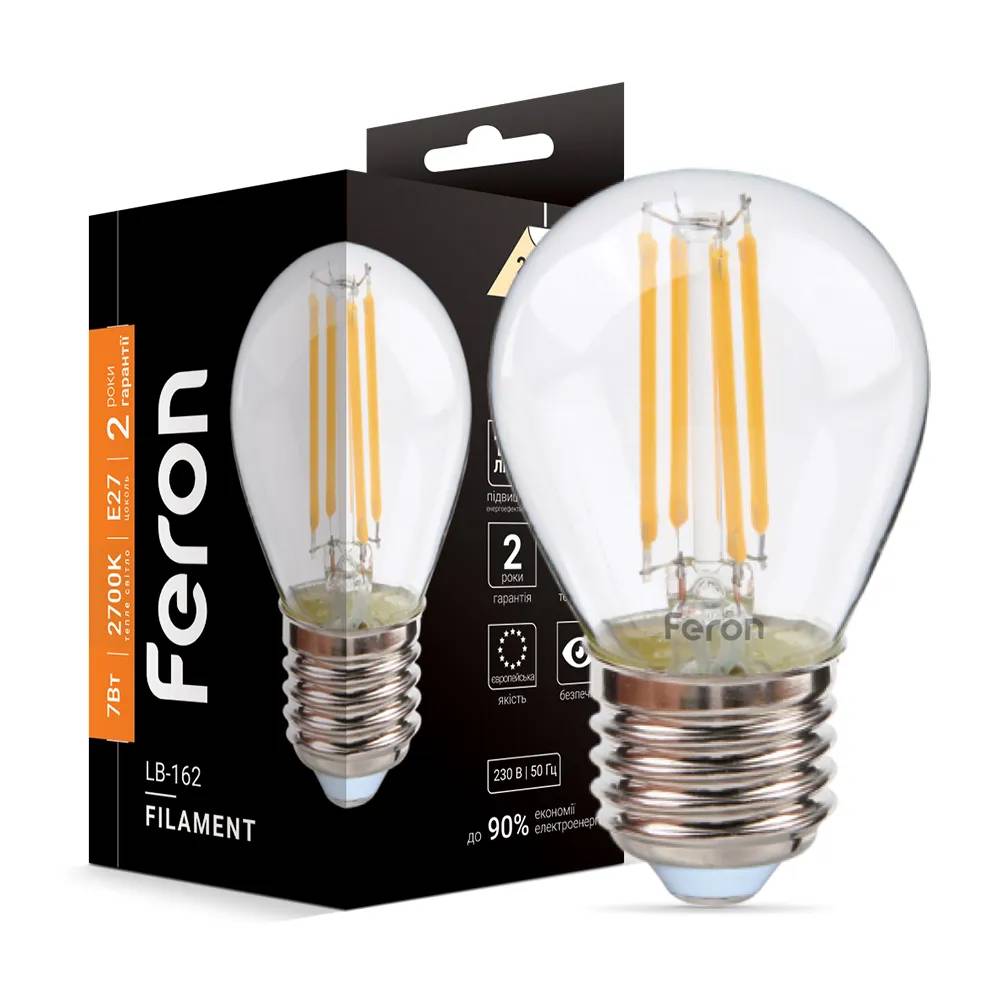 Светодиодная лампа Feron Filament LB-162 7Вт E27 2700K - 342224