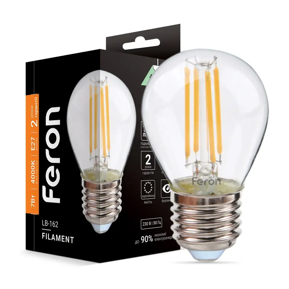 Світлодіодна лампа Feron Filament LB-162 7Вт E27 4000K - 342225