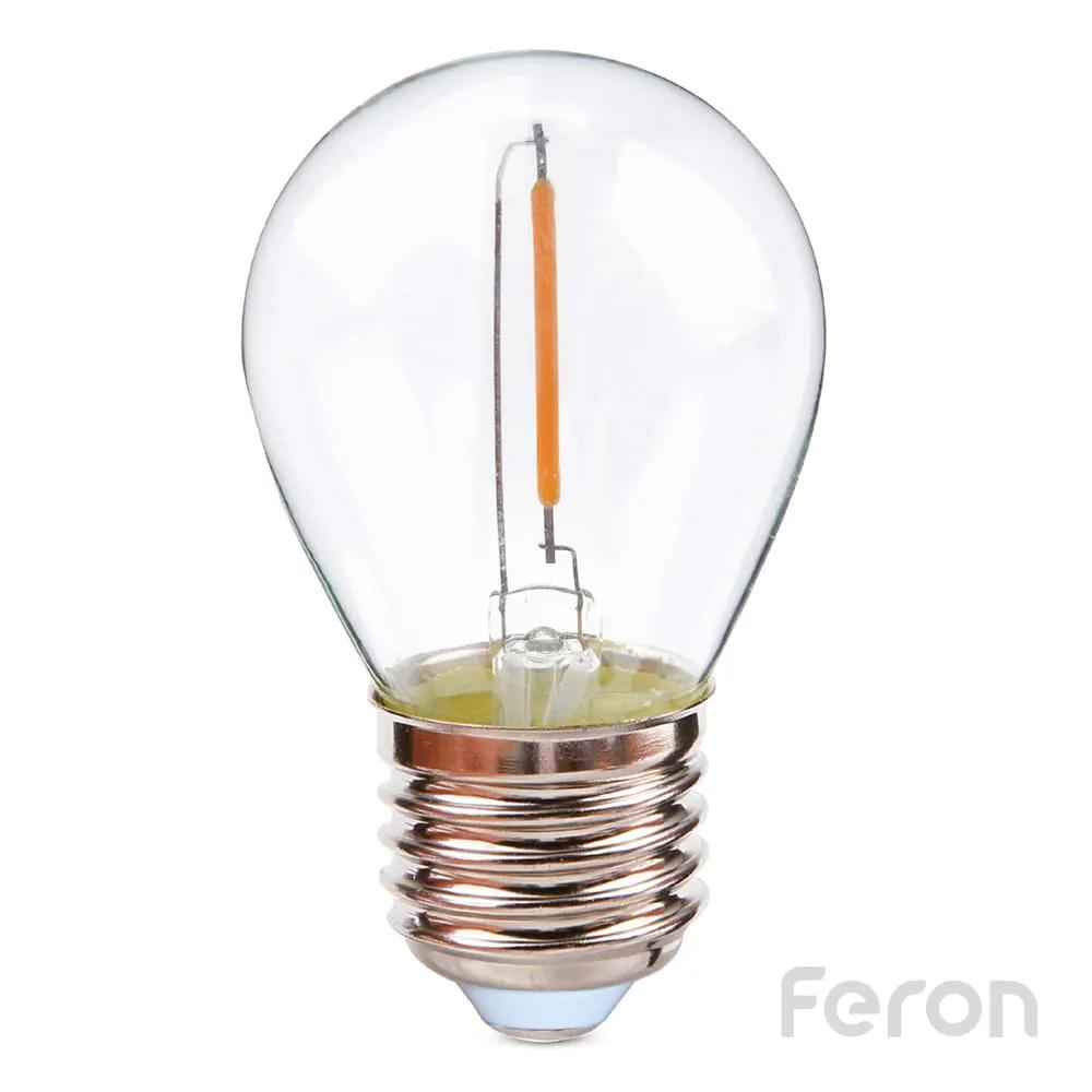 Світлодіодна лампа Feron Filament LB-61 1Вт E27 2700K прозора - 342236