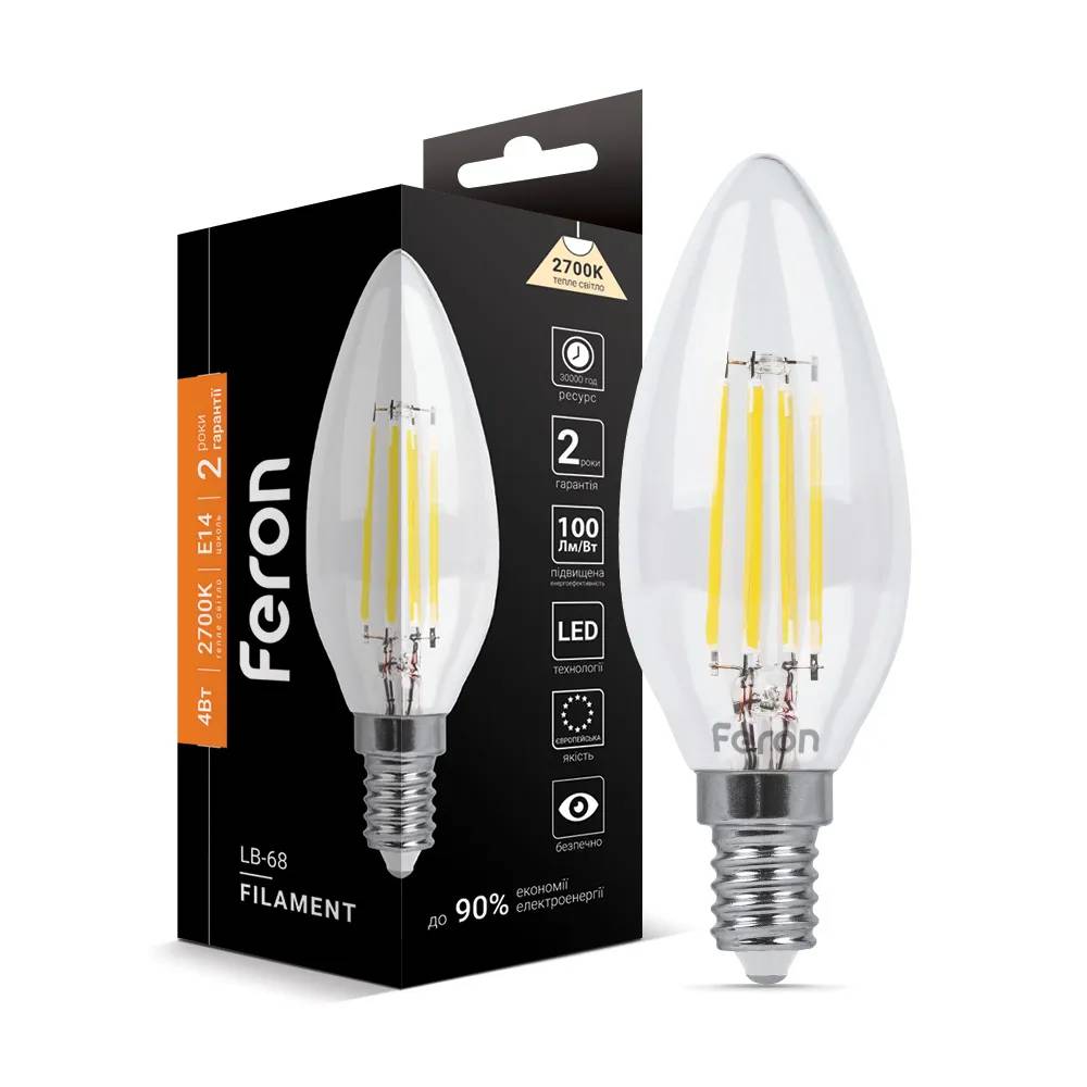 Світлодіодна лампа Feron Filament LB-68 4Вт E14 2700K - 342248