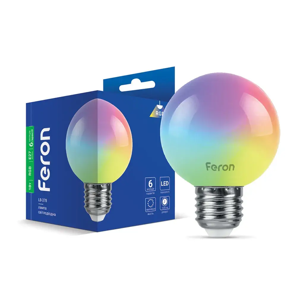 Светодиодная лампа Feron LB-378 1Вт E27 RGB - 342388