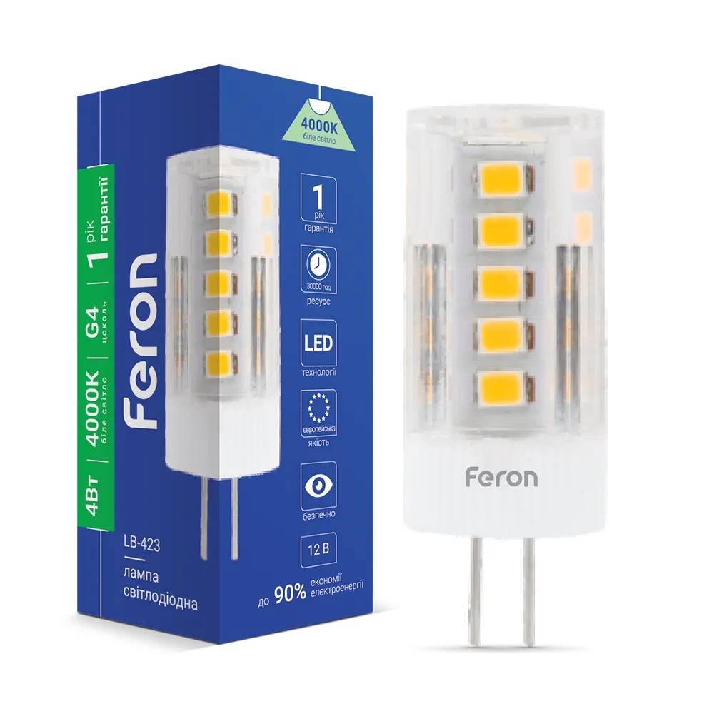 Світлодіодна лампа Feron LB-423 4Вт G4 4000K 12V - 342410