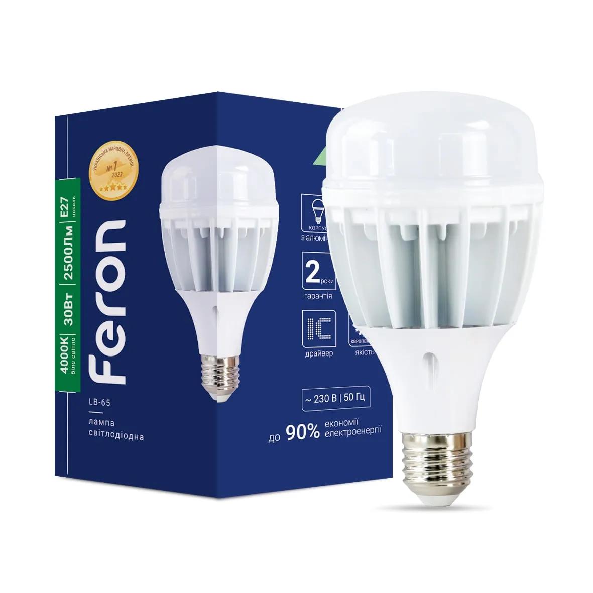 Світлодіодна лампа Feron LB-65 30Вт E27 4000K - 342439