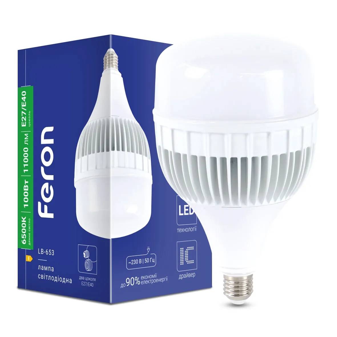 Світлодіодна лампа Feron LB-653 100Вт Е27-E40 6500K - 342456