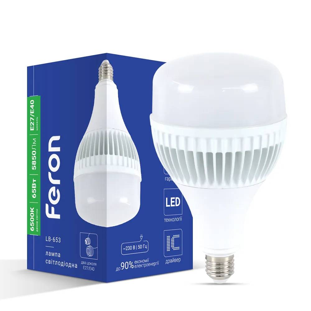 Світлодіодна лампа Feron LB-653 65Вт Е27-E40 6500K - 342462
