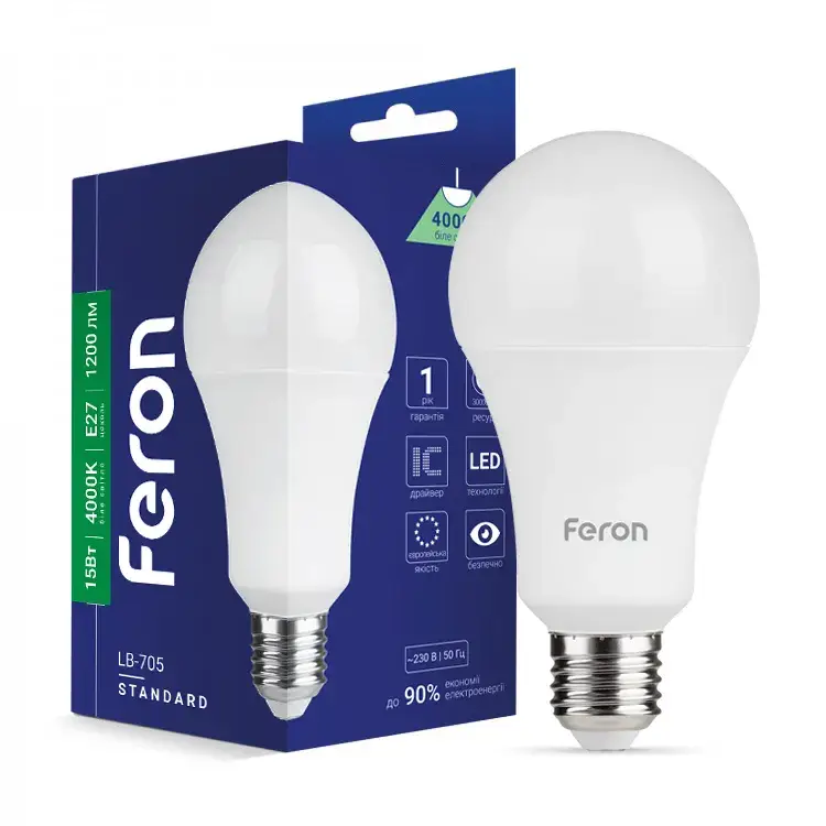 Світлодіодна лампа Feron LB-705 15Вт E27 4000K - 342480