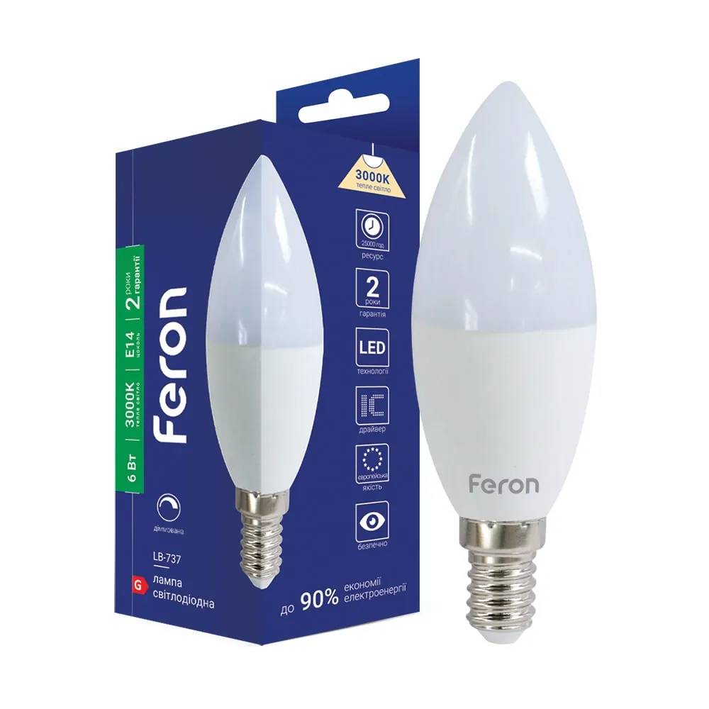 Світлодіодна лампа Feron LB-737 6Вт E14 3000K - 342507