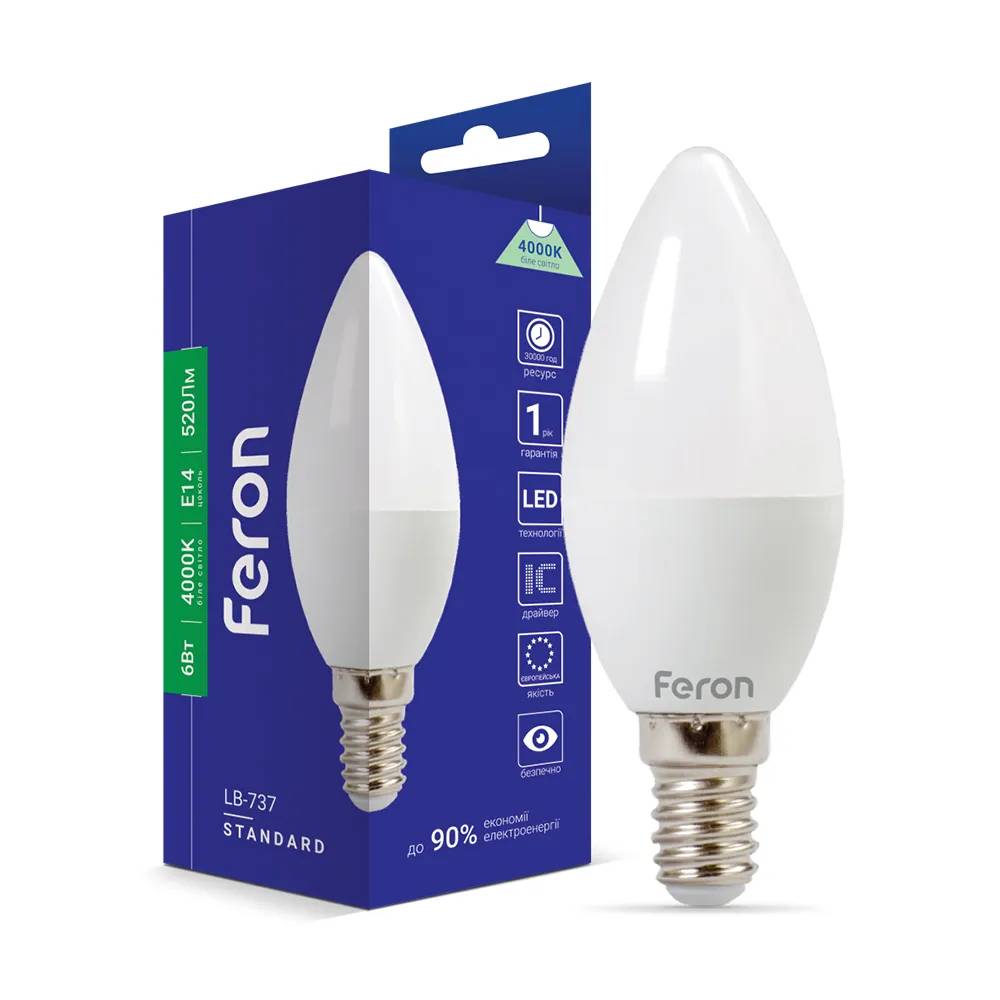 Светодиодная лампа Feron LB-737 6Вт E14 4000K - 342509
