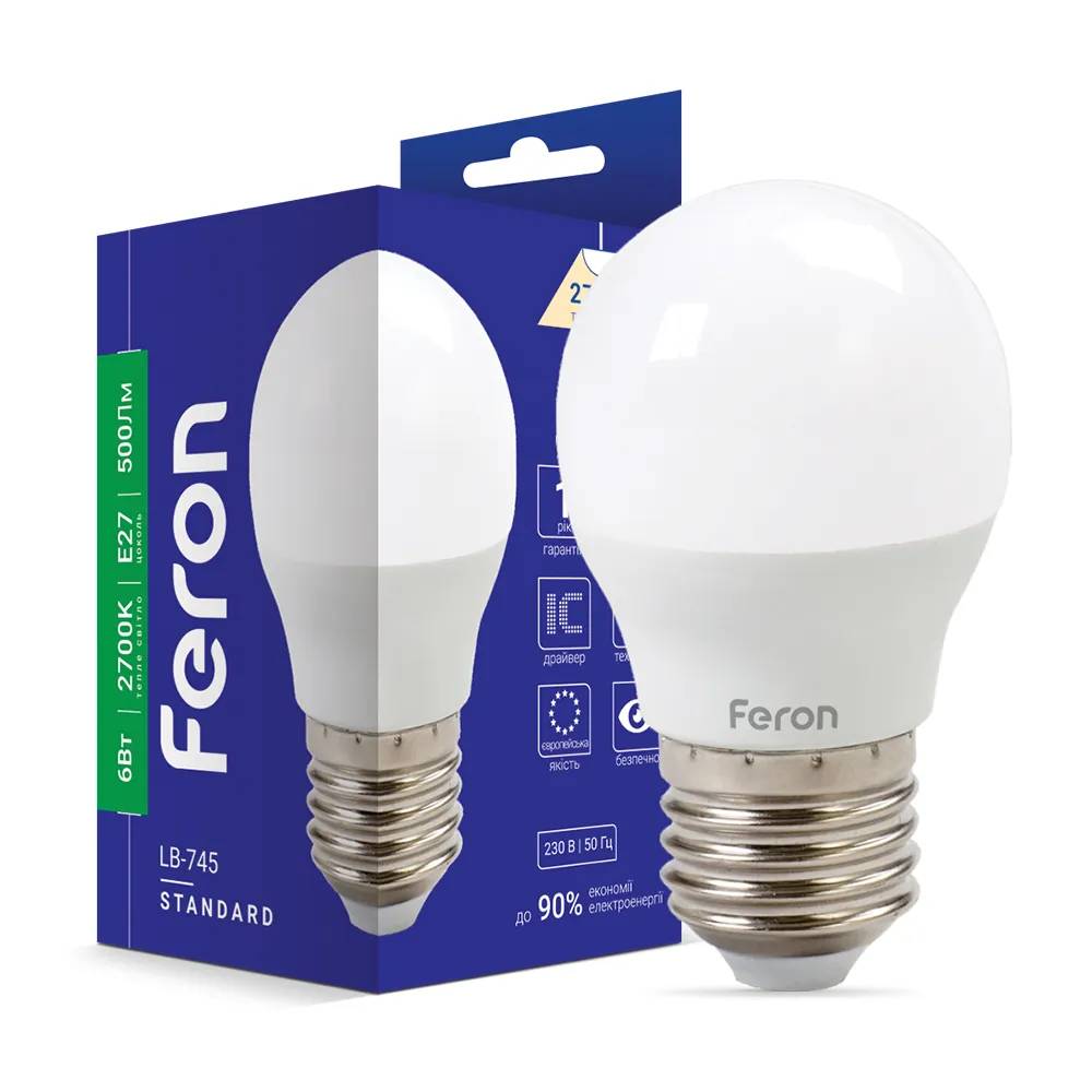 Світлодіодна лампа Feron LB-745 6Вт E27 2700K - 342534