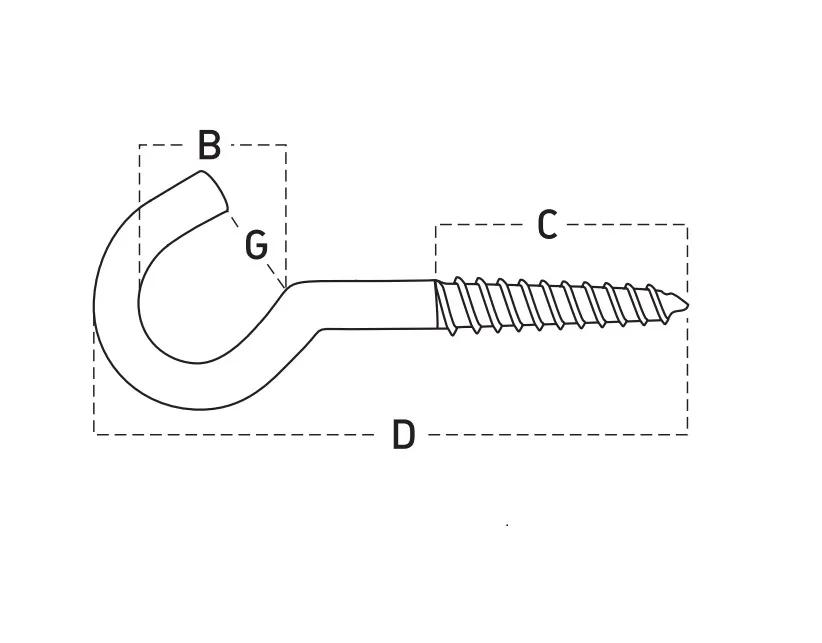 Гак-шуруп, C-подібний, пластик чорний 5x60 уп 5 шт snapt - 345329