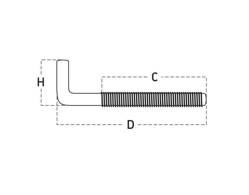 Гак-гвинт, L-подібний, цинк білий M8x120 уп 5 шт snapt - 346229