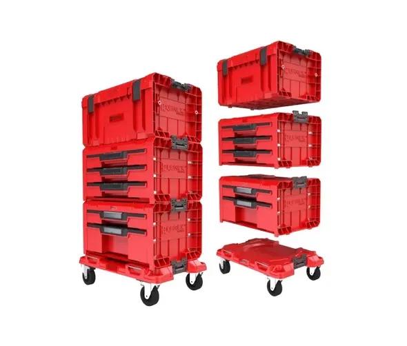Набір ящиків для інструментів на платформі, 21", 525x345x885, SYSTEM PRO Drawer Workshop Set 4 Red, Z258360PG003, QBRICK - 349887