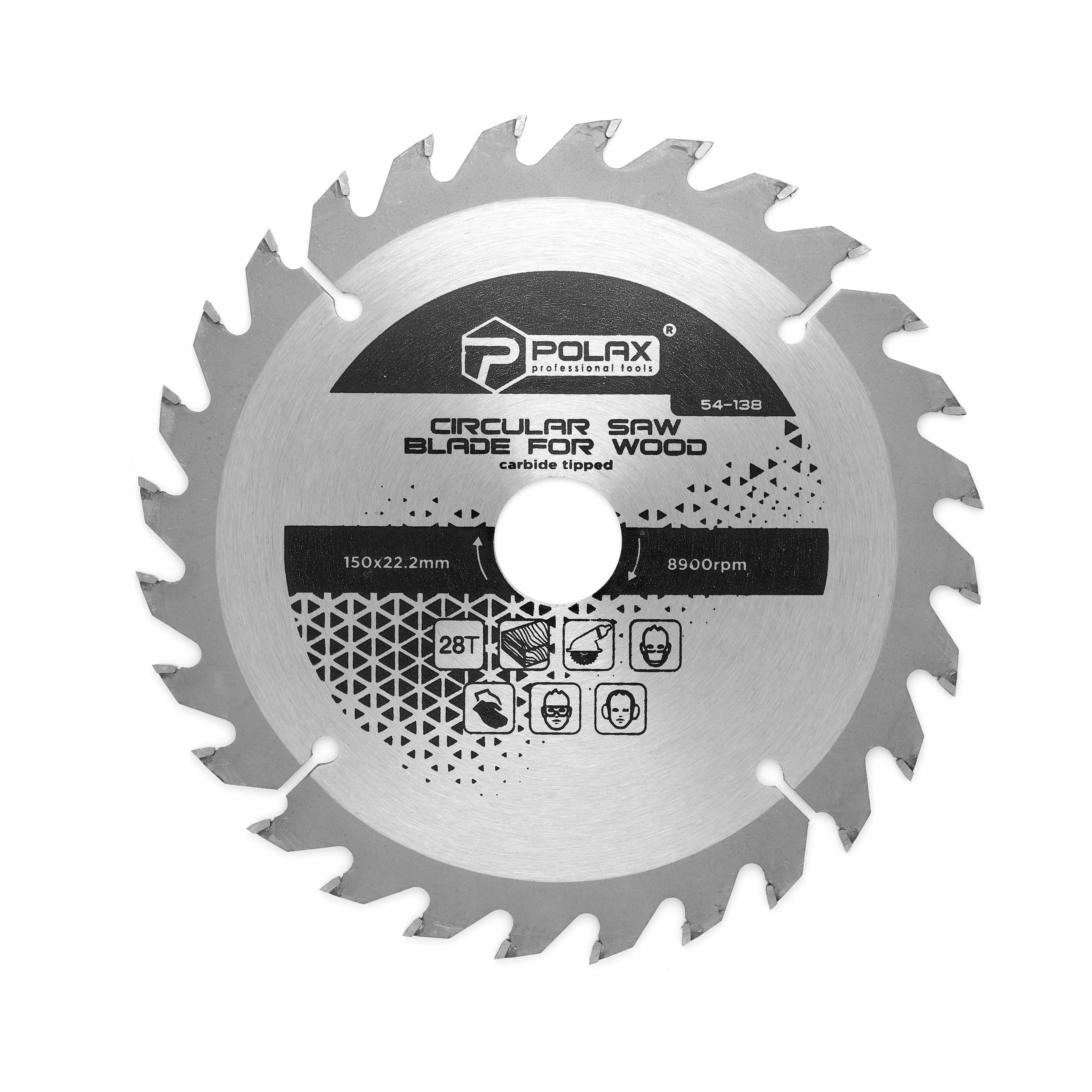 Диск пильний Polax по дереву з твердосплавними напайками 150x22.2/20, 28Т (54-138) - 959558685