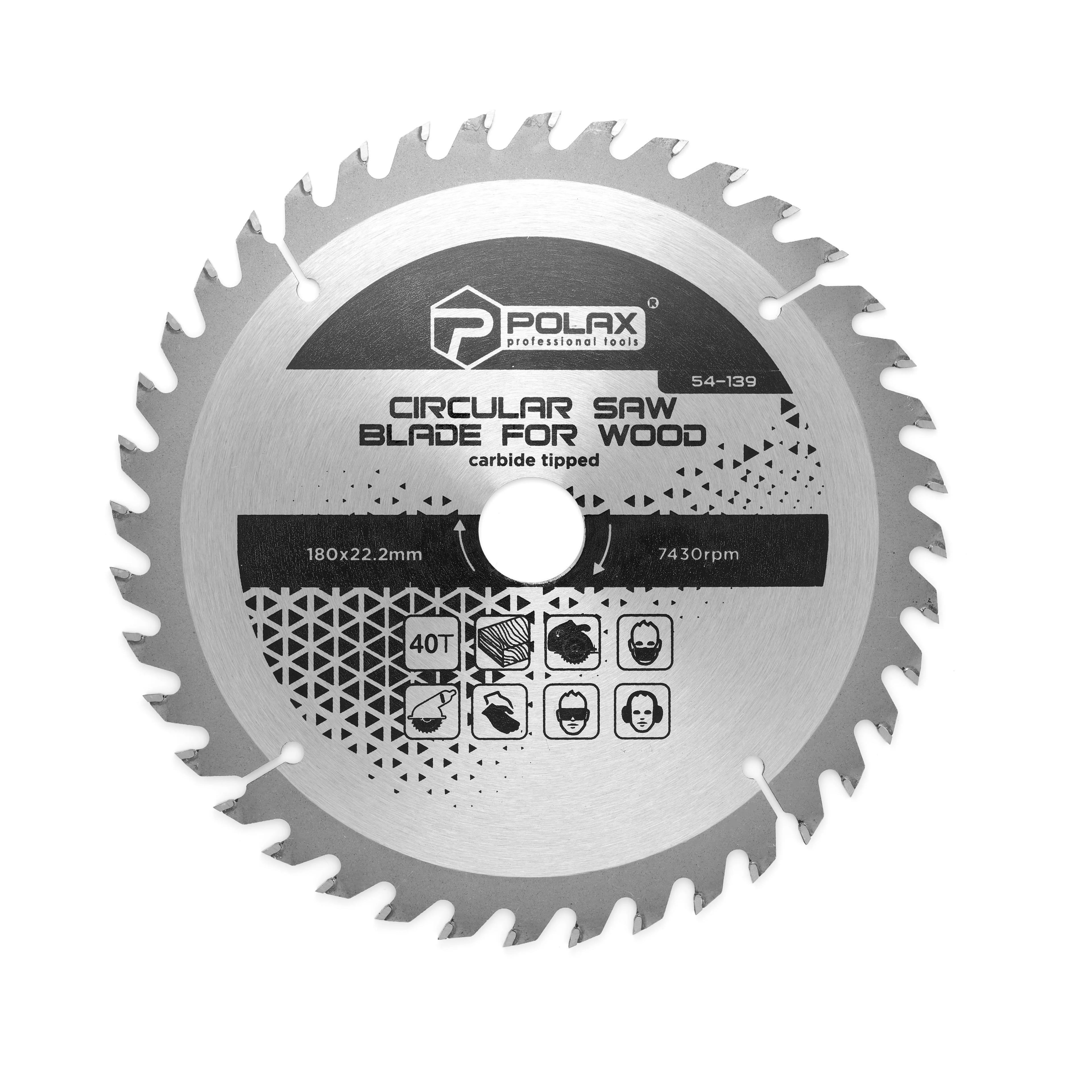 Диск пильний Polax по дереву з твердосплавними напайками 180x22.2/20, 40Т (54-139) - 494782490