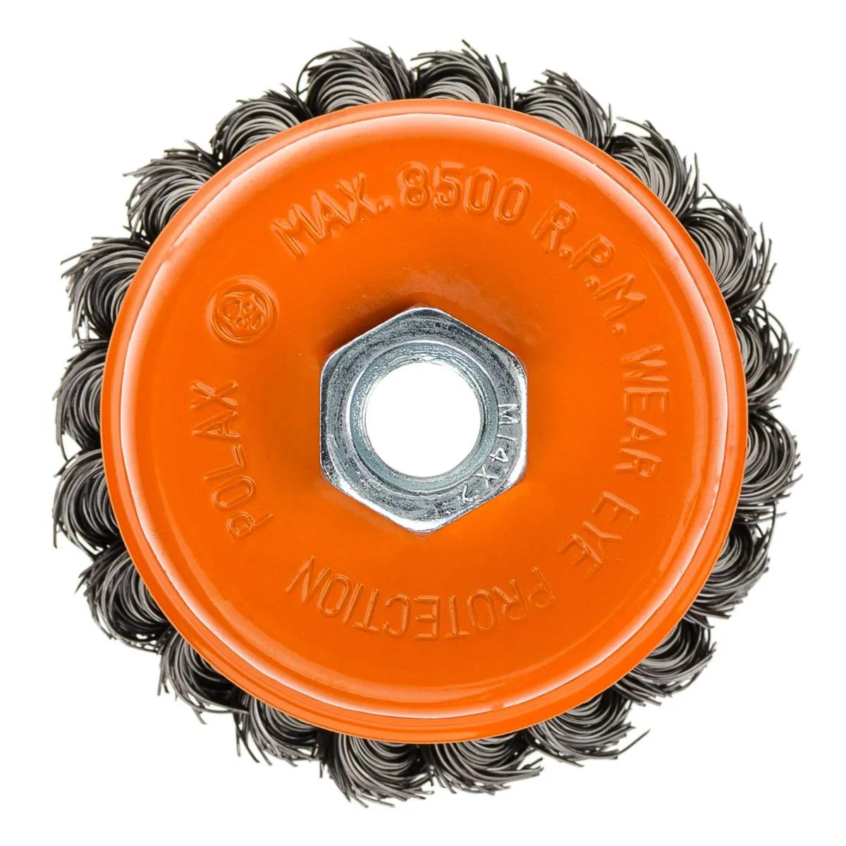 Щітка чашкова 85 мм, для УШМ, М14, кручений дріт Polax (54-161) - 356067