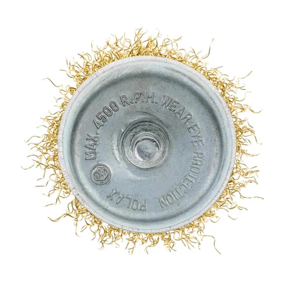 Щетка чашечная 50 мм, для дрели, 1/4", гофр. пров., латунированная Polax (54-171) - 356122