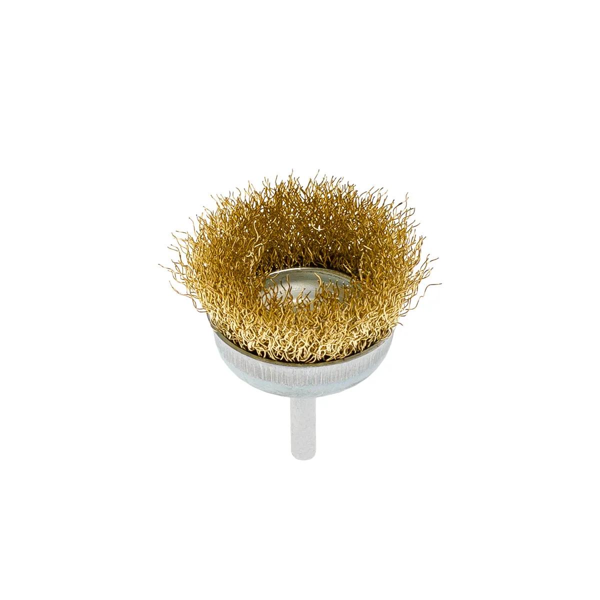 Щетка чашечная 50 мм, для дрели, 1/4", гофр. пров., латунированная Polax (54-171) - 356125