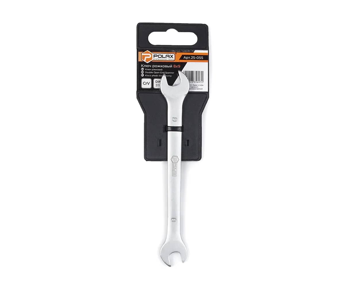 Ключ ріжковий Polax CrV DIN 3110 Satin finish 8*9 мм (25-055) - 834703958