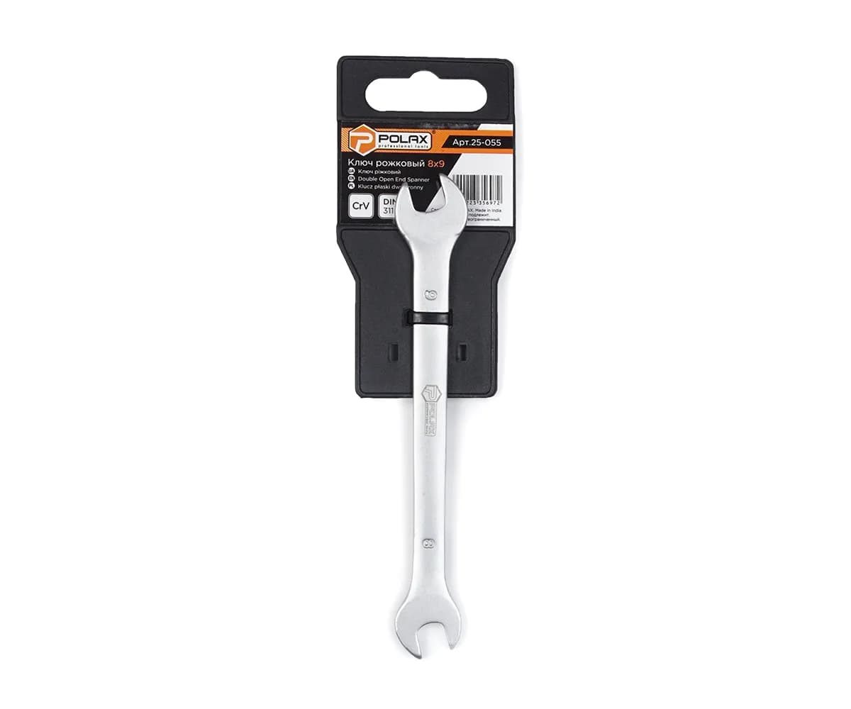 Ключ ріжковий Polax CrV DIN 3110 Satin finish 8*9 мм (25-055) - 834703958