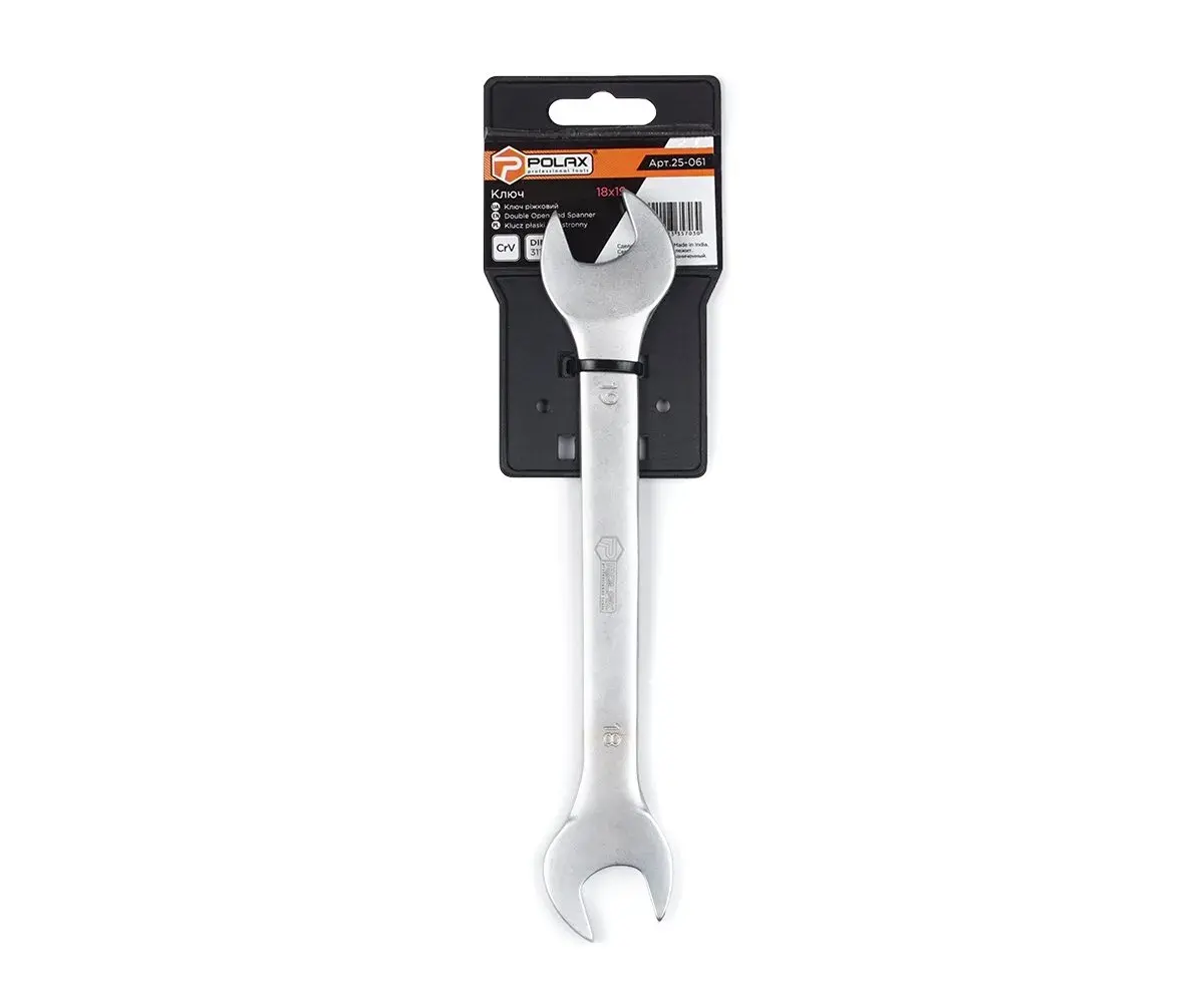 Ключ рожковый Polax CrV DIN 3110 Satin finish 18*19 мм (25-061) - 356806