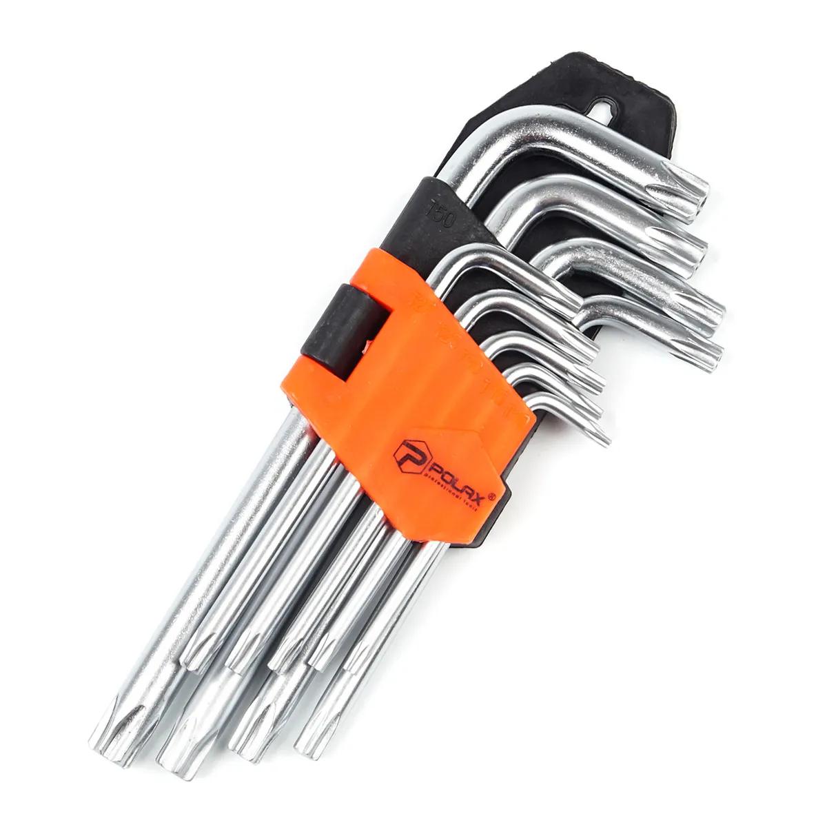 Набор шестигранных TORX ключей Polax Г-образных, 9 предметов, Т10-Т50, Cr-V (25-007) - 356844