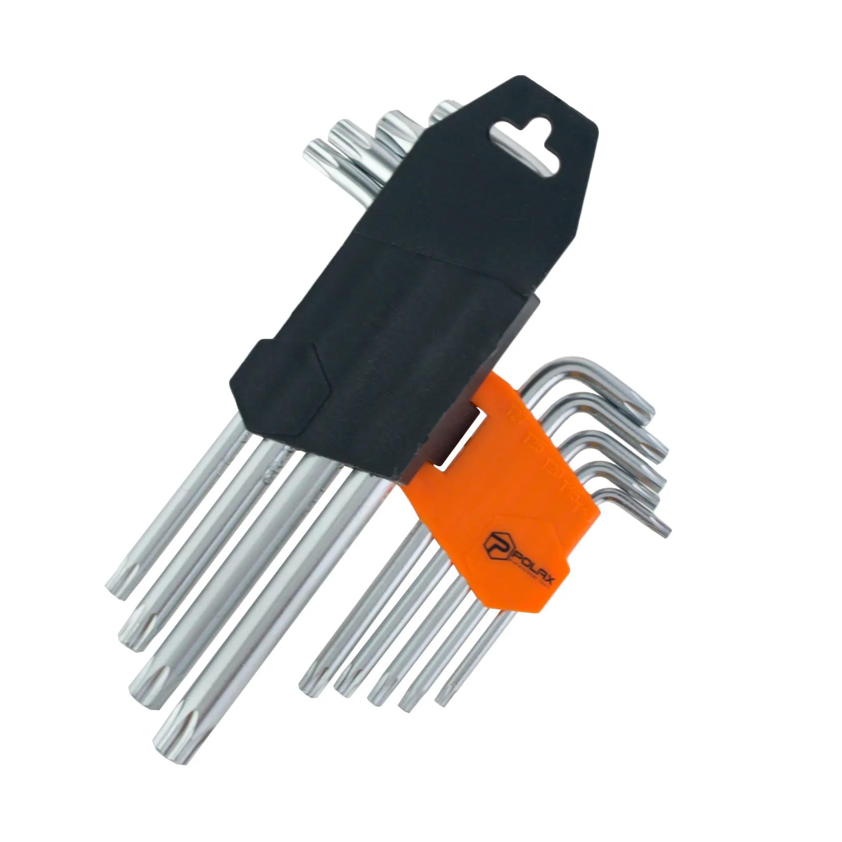 Набор шестигранных TORX ключей Polax Г-образных, 9 предметов, Т10-Т50, Cr-V (25-007) - 356846