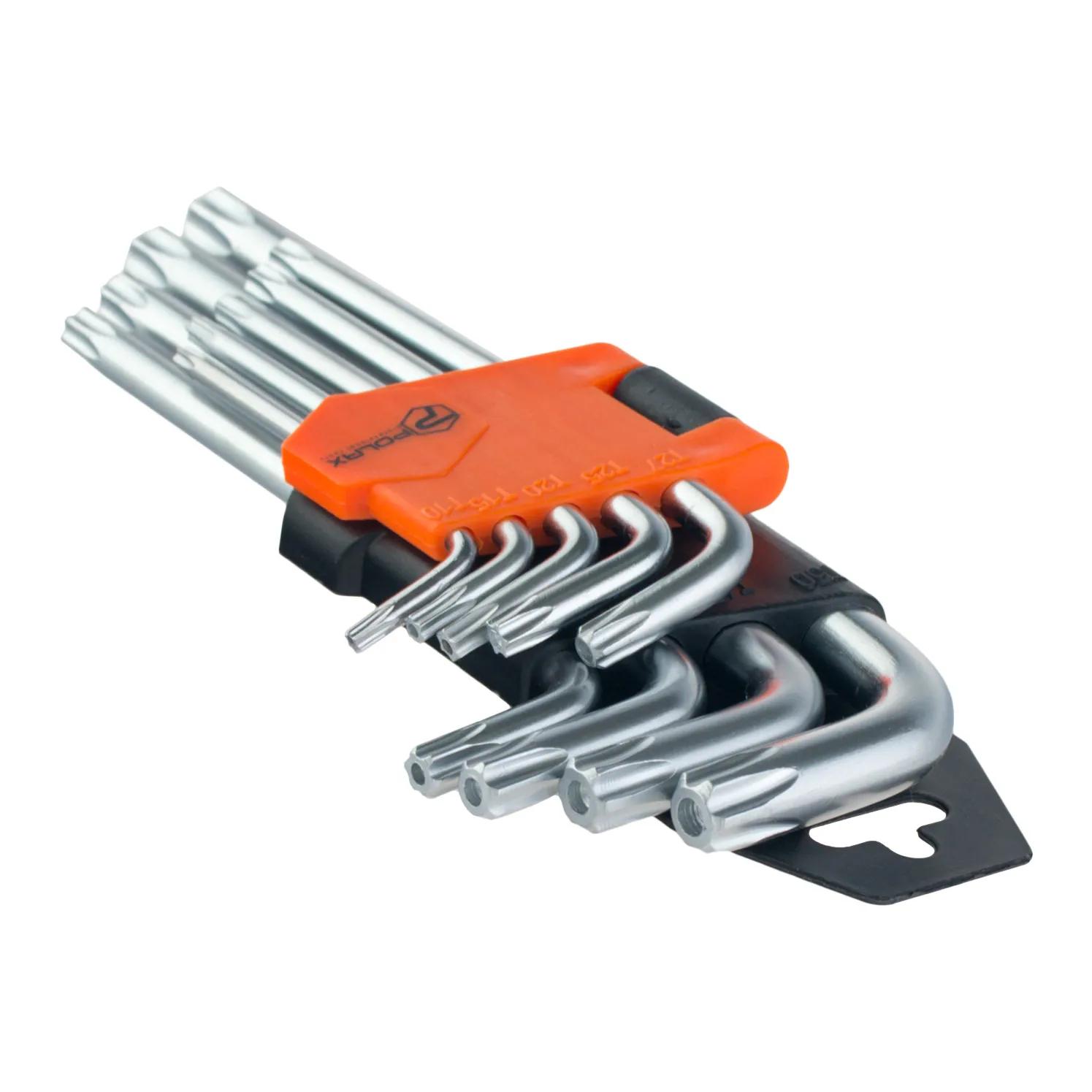 Набор шестигранных TORX ключей Polax Г-образных, 9 предметов, Т10-Т50, Cr-V (25-007) - 356847