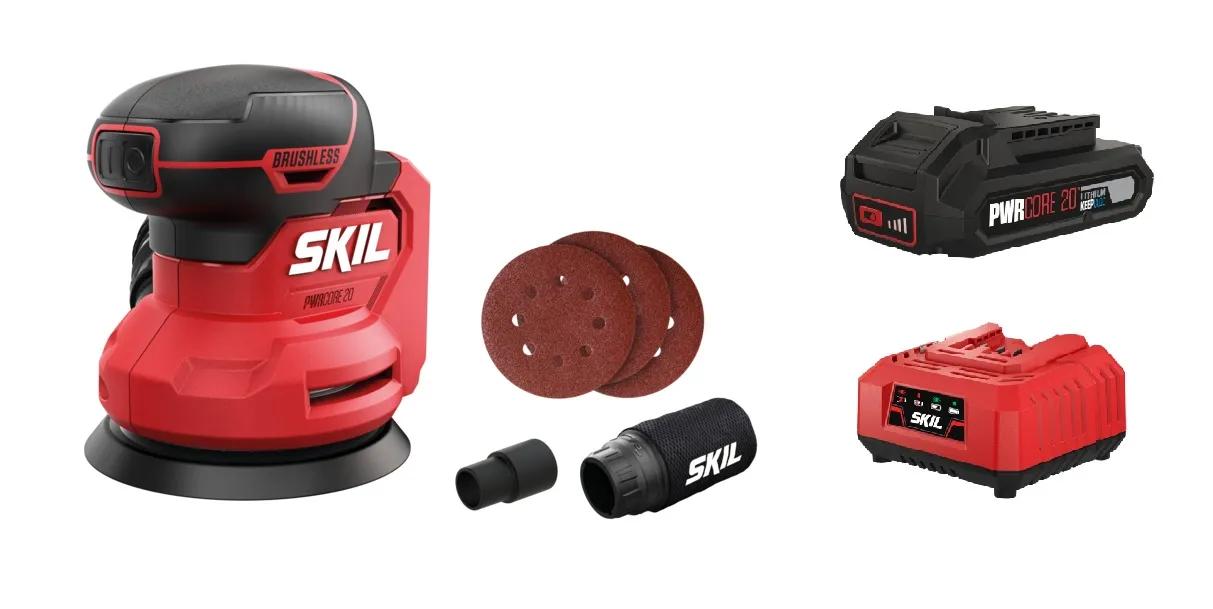 Шлифмашина эксцентриковая бесщеточная аккумуляторная, SKIL 3746 CA + энергокомплект 3136 АА 11071000202 (аккумулятор 2,0 Ah, зарядное устройство) промо-комплект - 918133992
