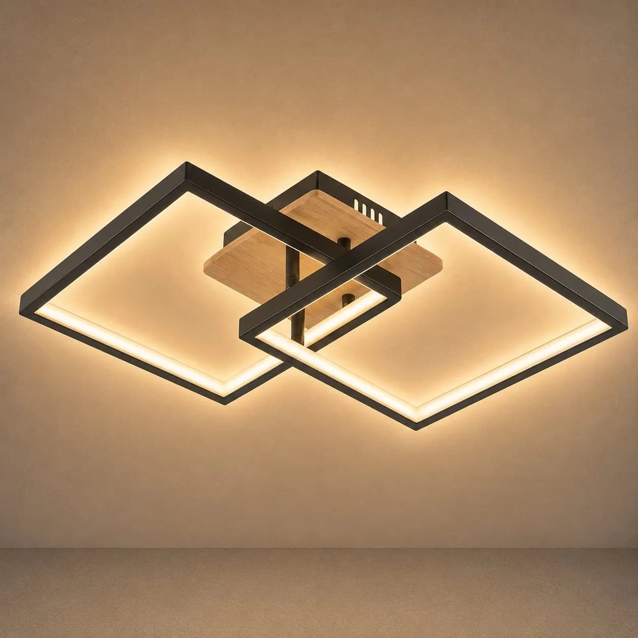 Люстра стельова світлодіодна VALESO DK6589-2 LED 41W Чорний+Дерево - 272629522