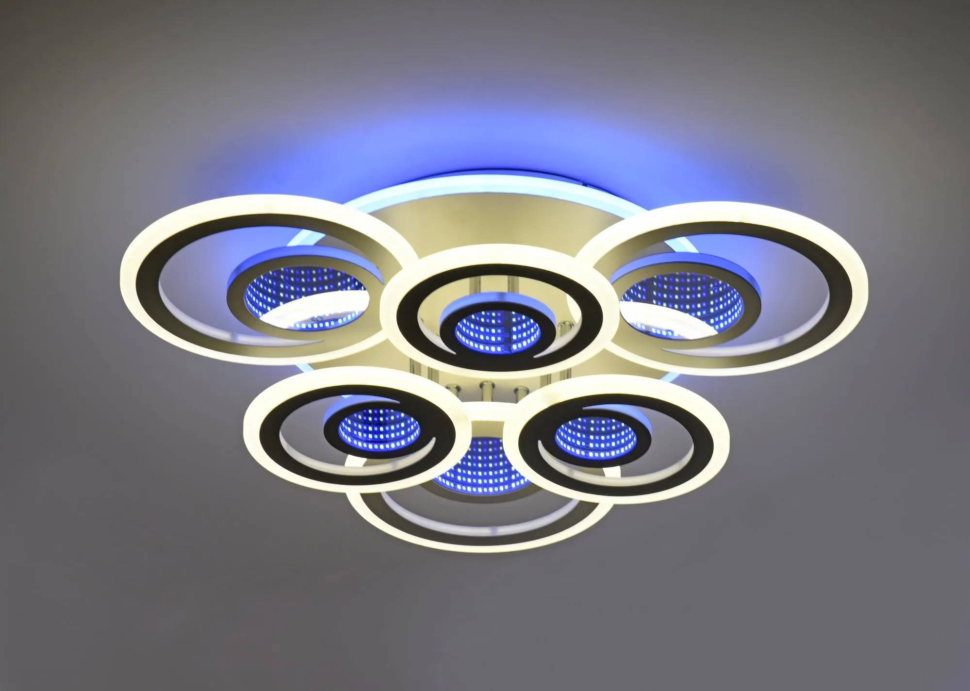 Люстра стельова VALESO 55521/3+3 біла + хром, LED - 360157