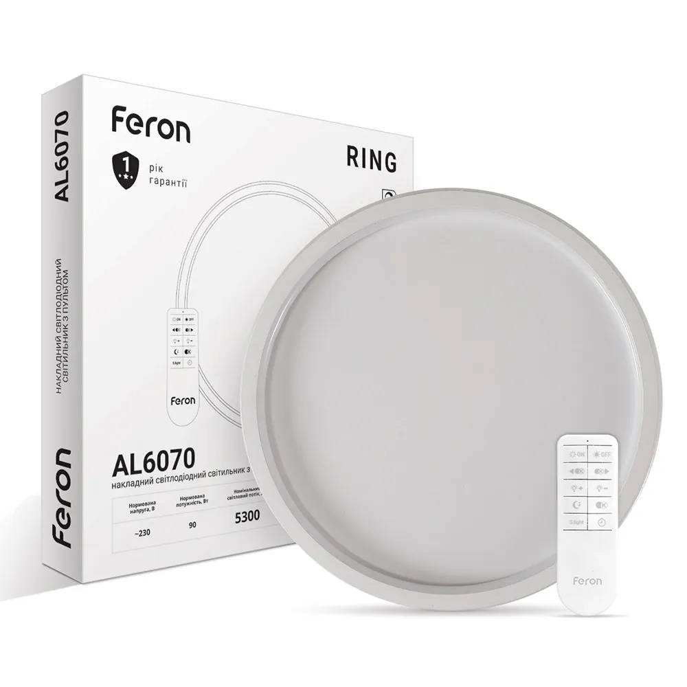 Світлодіодна накладна люстра Feron AL6070 RING 90Вт білий - 364478