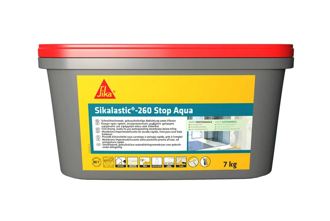 Жидкое гидроизоляционное покрытие Sikalastic - 260 Stop Aqua, ведро, 7 кг - 366271