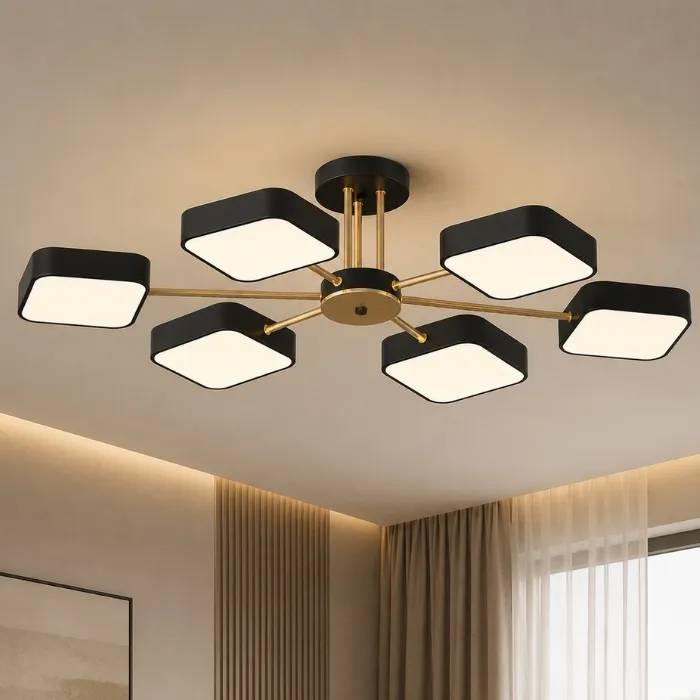 Потолочная люстра VALESO XI3366-6, чёрный + золото, LED - 366280