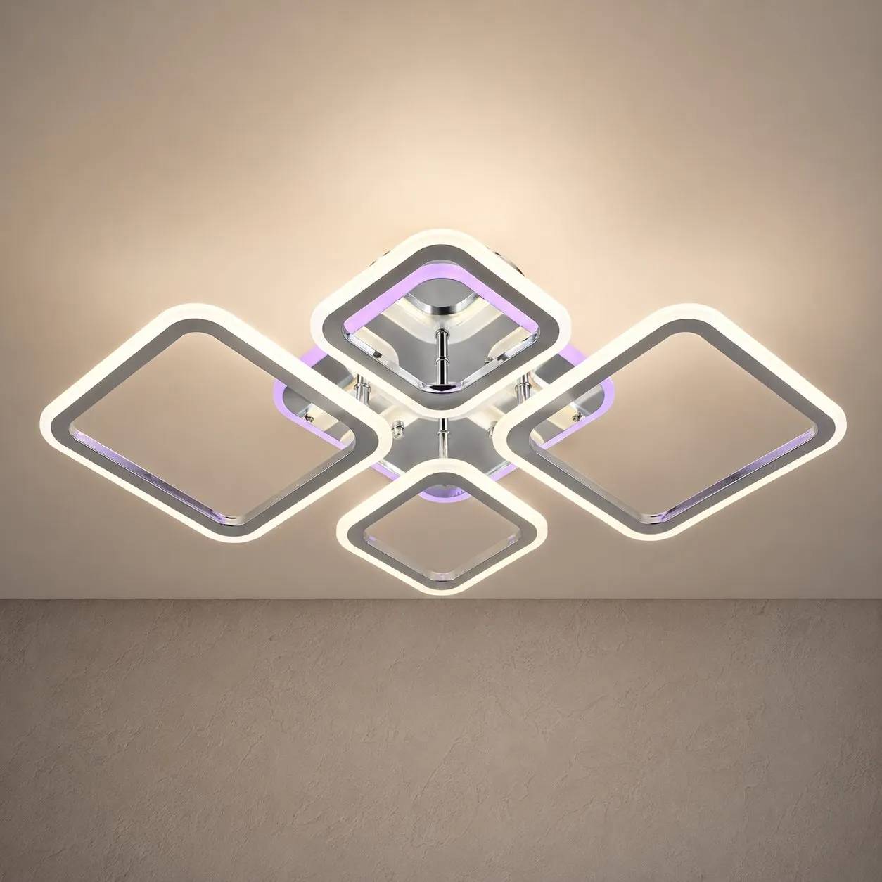 Люстра стельова LI8822/2+2 CR (RGB), хром, LED 84W+8W - 368156