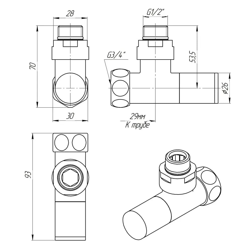 Кран кутовий Laris 1/2" - 3/4" Звичайний Класік (LX-4701) - 686976718