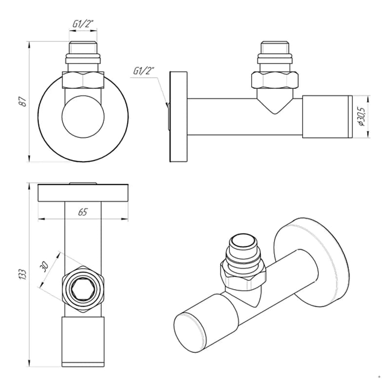 Кран кутовий Laris 1/2'' - 1/2'' Подовжений (ZZ-5101) - 756280943