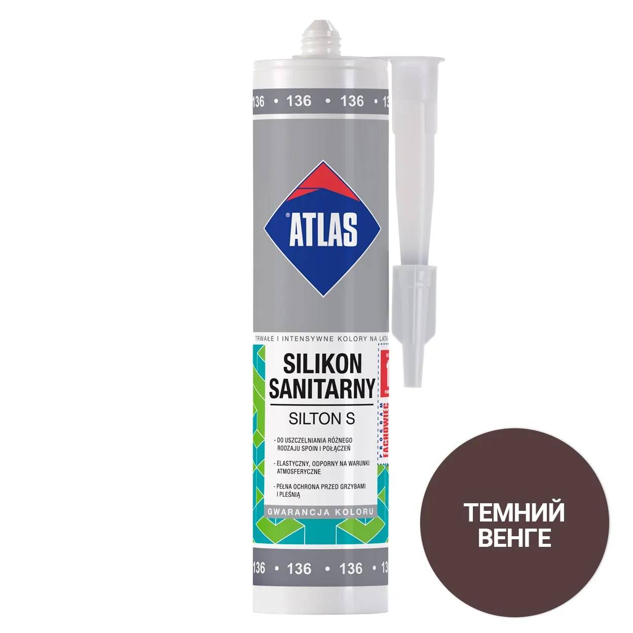 124 Герметик Atlas Silton S силикон санитарный 280мл темный венге - 377643