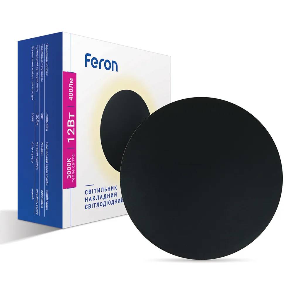 Світлодіодний накладний світильник Feron AL8110 12Вт 3000K чорний - 381508