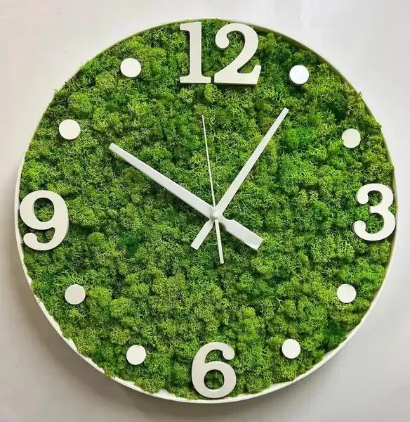 Круглий настінний годинник з ісландським мохом - 100 см - 382276
