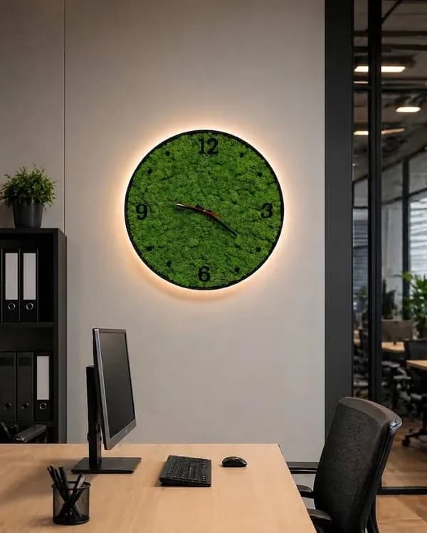 Настінний годинник з мохом та LED підсвічуванням - 100 см, Мережа 230В - 912014647