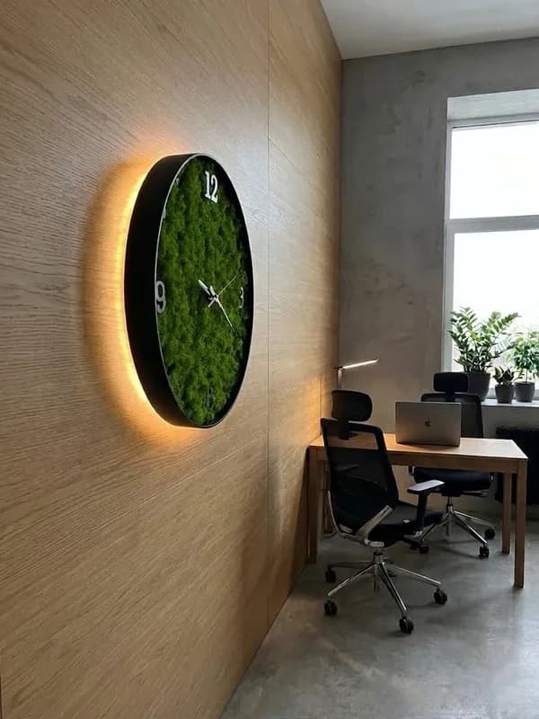 Настінний годинник з мохом та LED підсвічуванням - 100 см, Мережа 230В - 912014647