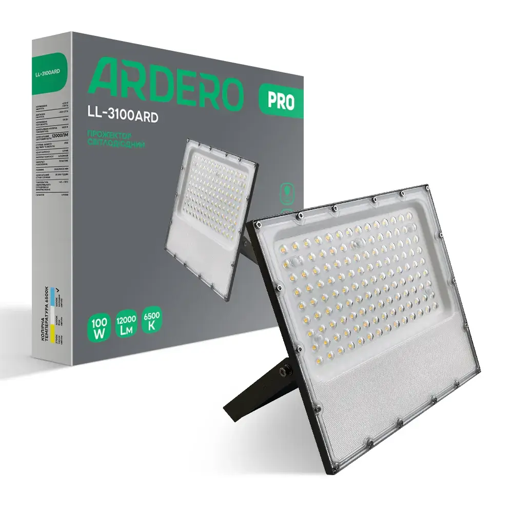Світлодіодний прожектор Ardero LL-3100ARD PRO 100Вт 6500K сірий - 384446
