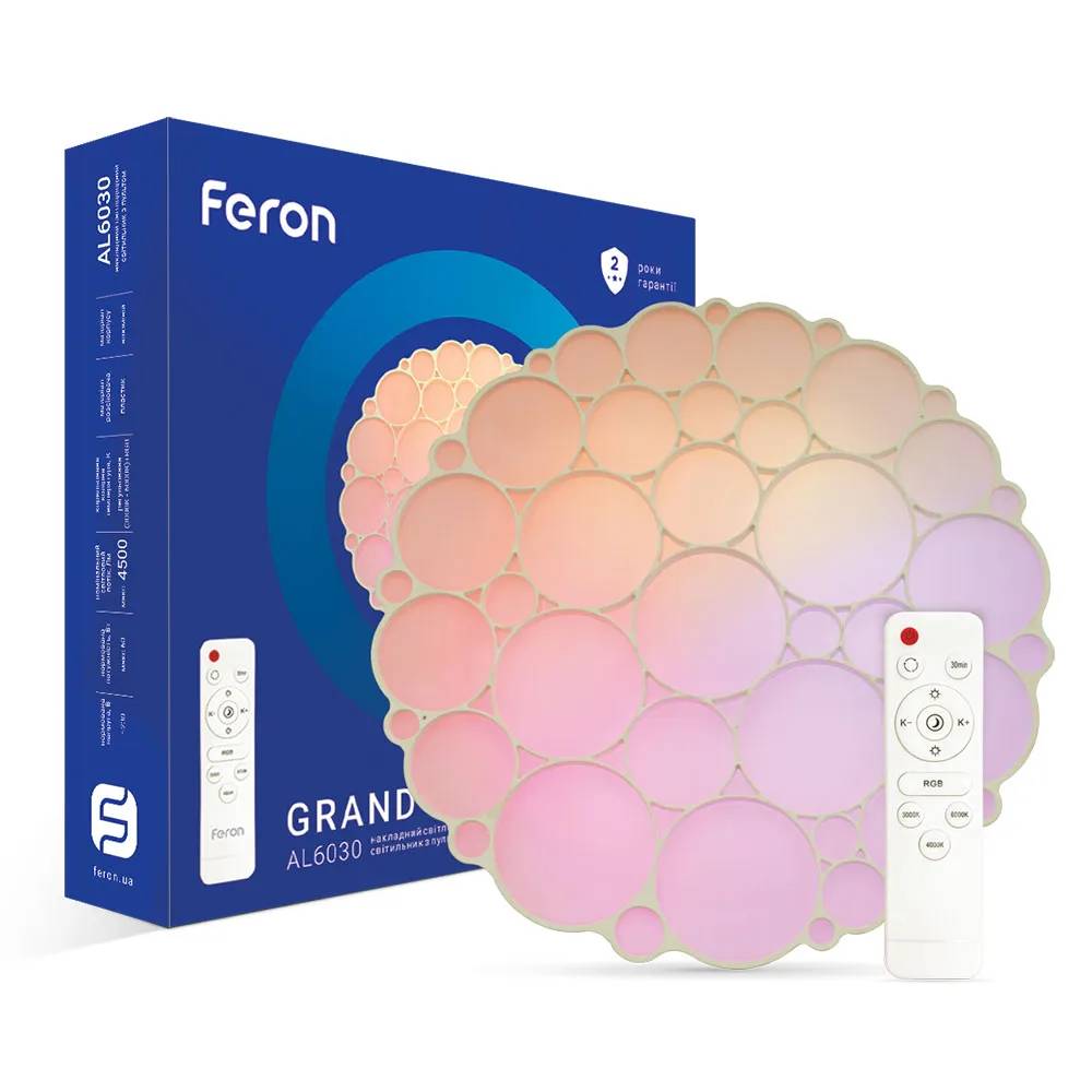 Світлодіодній накладний світильник Feron AL6030 GRAND COLOR 60Вт з RGB білий - 385845