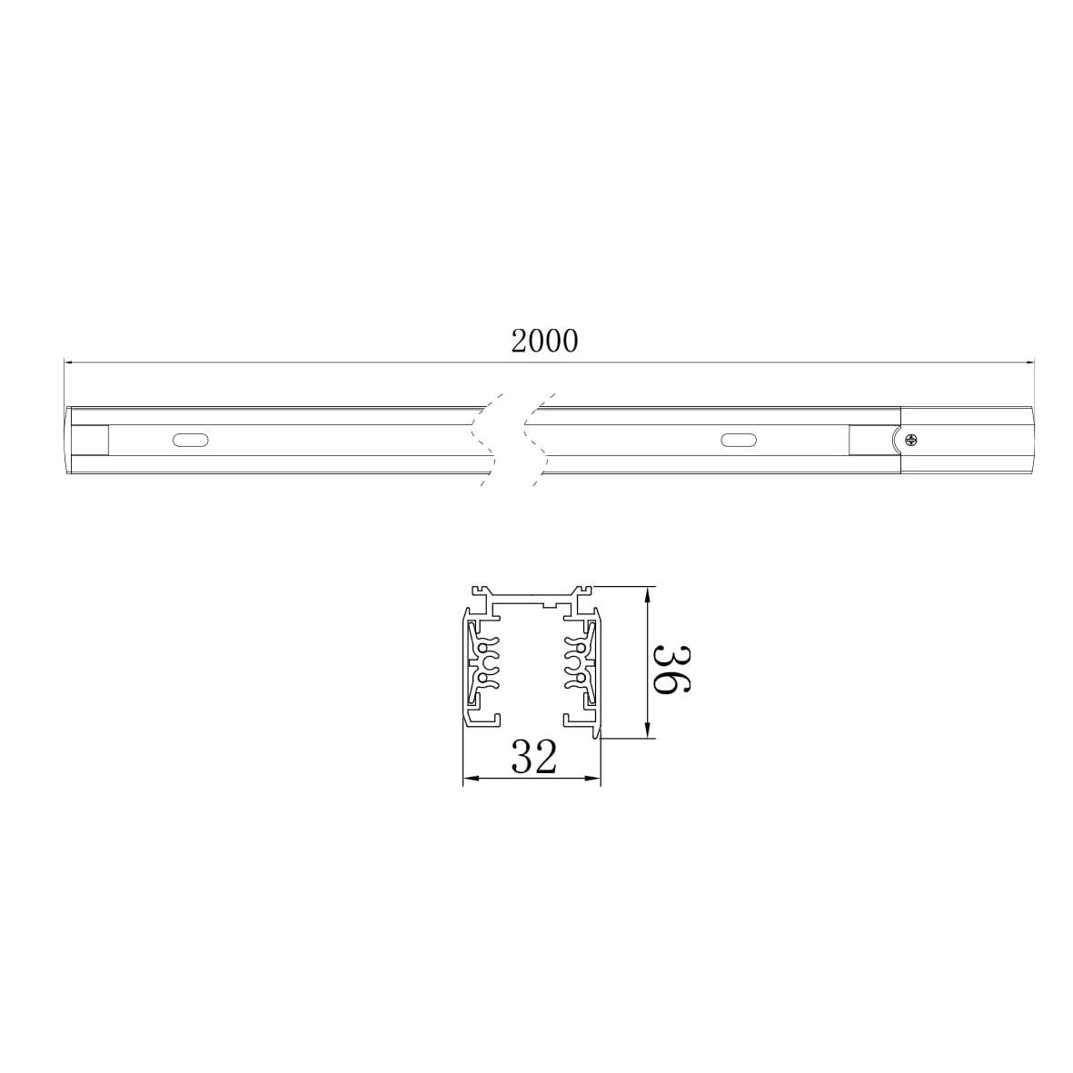 Шинопровод Ardero CAB1300 трехфазный 2м черный - 387563