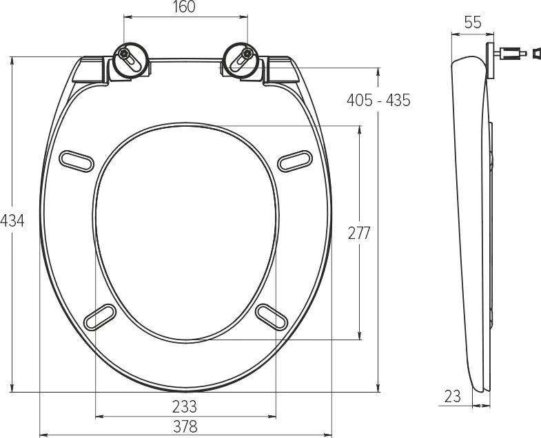 Сидіння для унітаза SoloPlast СП14-ДІ 378×434×55 мм з мікроліфтом, для підвісних унітазів та інсталяцій - 388496