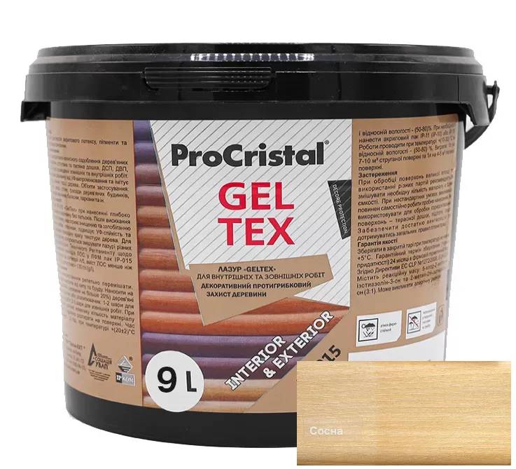 Лазур водно-дисперсійна акрилова антисептична ProCristal Geltex IР-015, 9 л, сосна - 394930