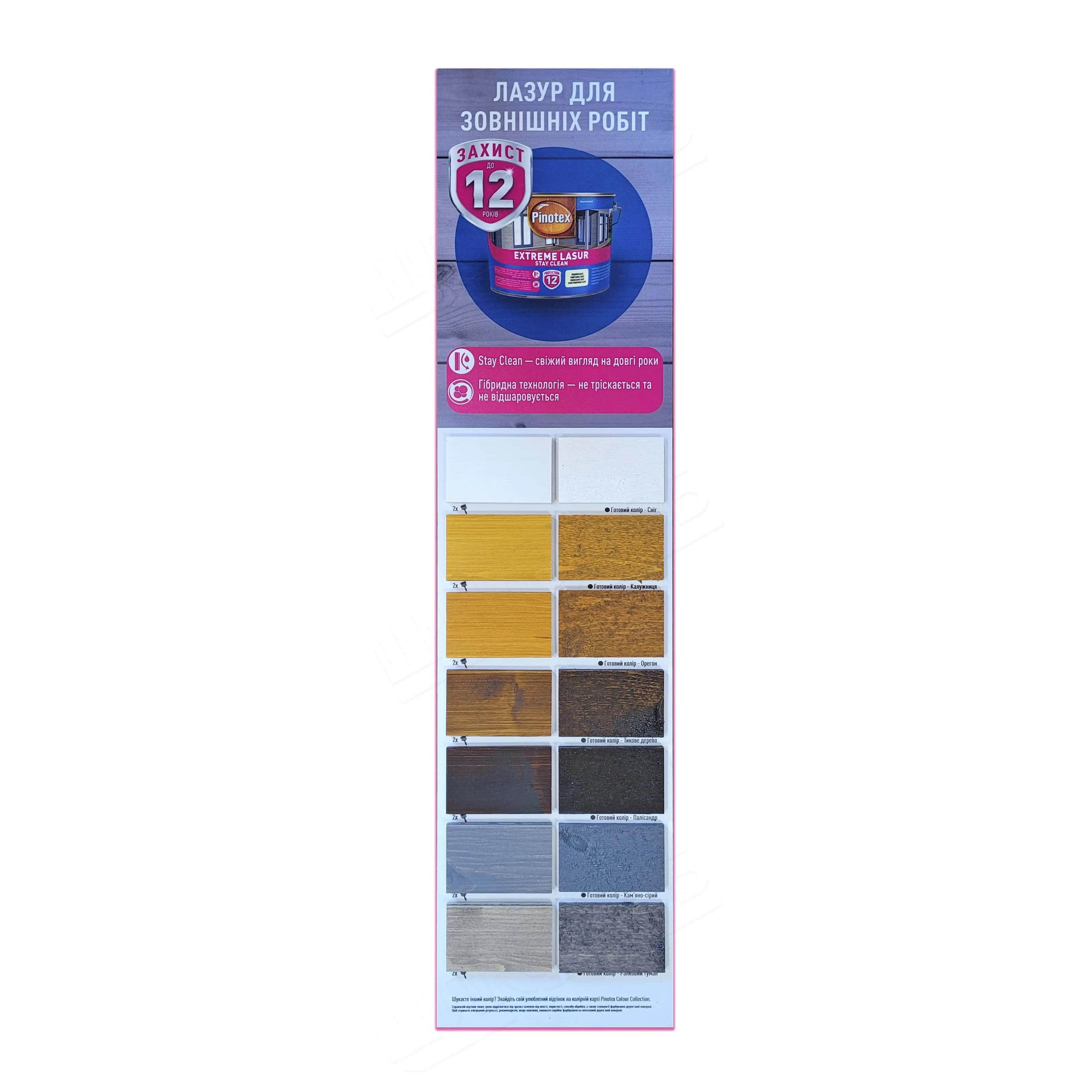 Лазурь деревозащитнная Pinotex Extreme Lasur, 1 л, палисандр, полуматовый - 395009