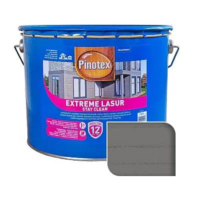 Лазурь деревозащитнная Pinotex Extreme Lasur, 10 л, каменно-серый, полуматовый - 395065